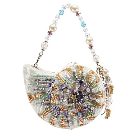 Mary Frances Disney Mermaid Dreams Beaded Seashell Shell Handbag, Multi