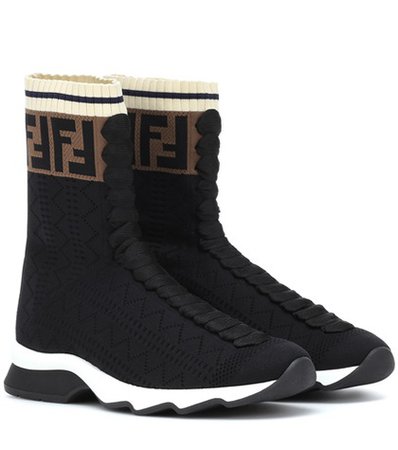 High-top stretch knit sneakers