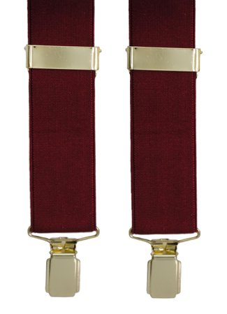 Plain Trouser Braces | Burgundy Wine Red | 35mm with Gold Clips
