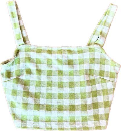 green gingham top