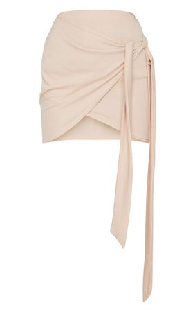 Stone Tie Front Textured Mini Skirt | Skirts | PrettyLittleThing USA