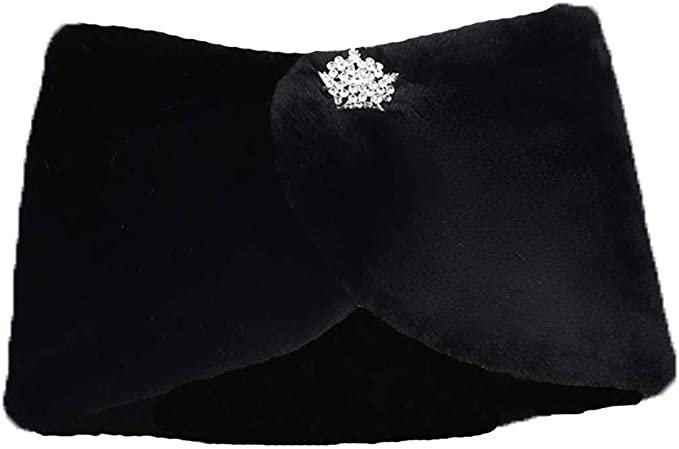 Women Winter Classic Faux Fur Capelets Shawls Soft Wedding Bridal Shoulder Cape Wraps Tippet Stoles (Black) at Amazon Women’s Clothing store