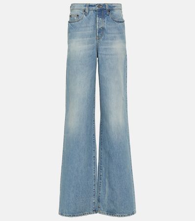 High Rise Wide Leg Jeans in Blue - Saint Laurent | Mytheresa