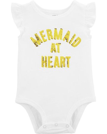 Baby Girl Sequin Mermaid Flutter Bodysuit | Carters.com