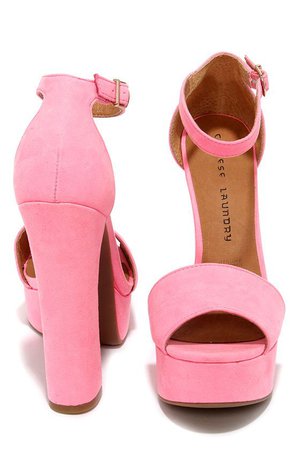 Chinese Laundry Avenue Pink Suede Platform Heels