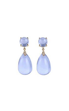 Blue Chalcedony Cabochon Drop Earrings By Goshwara | Moda Operandi
