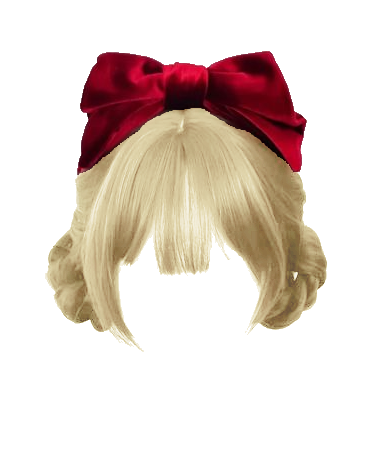 Red Top Bow with Braided Buns and Bangs Blonde (Dei5 edit)