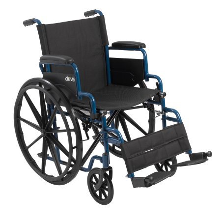 Drive Medical Blue Streak Wheelchair with Flip Back Desk Arms, Swing Away Footrests, 18" Seat