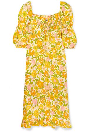Faithfull The Brand | Nora shirred floral-print crepe midi dress | NET-A-PORTER.COM