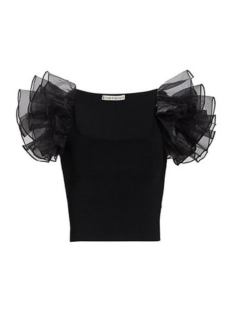 Shop Alice + Olivia Merida Ruffle-Sleeve Crop Top | Saks Fifth Avenue