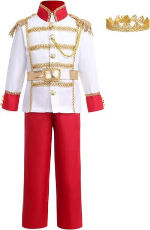 IMEKIS Boys Prince Charming Costume Halloween Cosplay Prince Dress up Birthday Royal Prince Outfits for Toddler Kids 3-12T