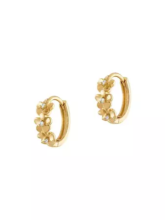 Shop Alexa Leigh Flower 14K-Gold-Filled & Cubic Zirconia Huggie Hoop Earrings | Saks Fifth Avenue