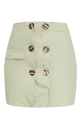 Sage Green Button Detail Cargo Mini Skirt | PrettyLittleThing USA