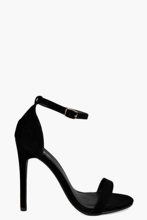 Suedette Skinny Barely There Heels | Boohoo