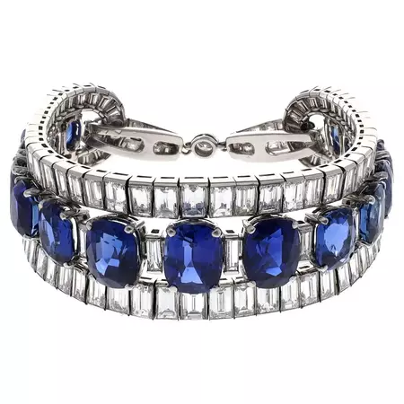 Van Cleef and Arpels Museum Collection Art Deco Kashmir Sapphire Diamond Bracelet For Sale at 1stDibs | blue van cleef bracelet, van cleef sapphire bracelet, van cleef mens bracelet