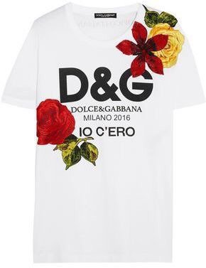 Dolce & Gabbana Embellished Printed Cotton-Jersey T-Shirt