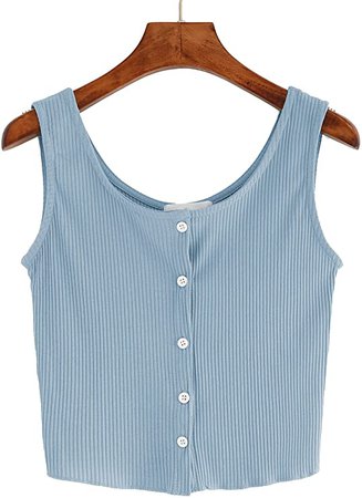 SweatyRocks Women's Sleeveless Vest Button Front Crop Tank Top Ribbed Knit Belly Shirt Tie Dye-5 XXL at Amazon Women’s Clothing store