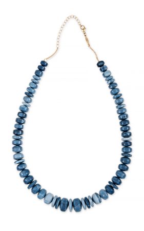 14k Gold Blue Opal Cylinder Beaded Necklace By Jacquie Aiche | Moda Operandi