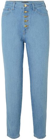 Heather Cropped High-rise Straight-leg Jeans - Blue