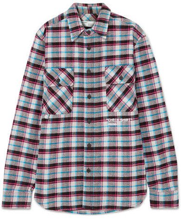 Oversized Printed Checked Cotton-blend Flannel Shirt - Purple