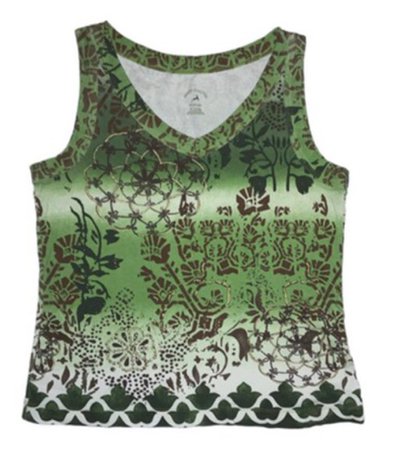 green and brown asian influence top