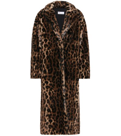 Leopard-print faux fur coat