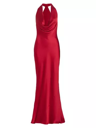Shop Norma Kamali Cowl-Neck Satin Gown | Saks Fifth Avenue