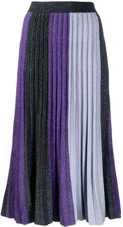 colourblock pleated midi skirt