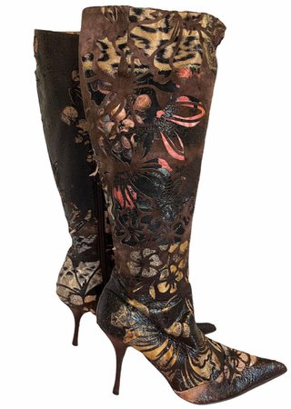 roberto cavalli floral boots