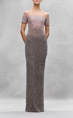 Signature Crystal-Embellished Sequinned Gown By Pamella Roland | Moda Operandi