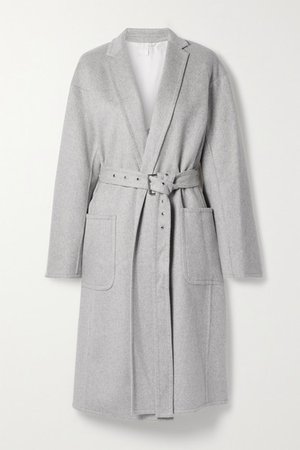 Belted Wool And Cashmere-blend Coat - Light gray
