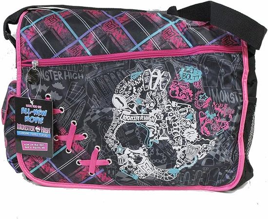 Amazon.com: Black and Pink Plaid Monster High Laces Messenger Laptop Bag : Clothing, Shoes & Jewelry