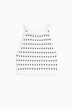 Black and Ivory Square Spot Knitted Cami | Topshop