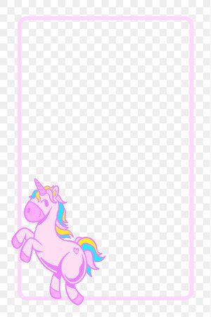 Rectangle frame pink unicorn design element | Free stock illustration | High Resolution graphic