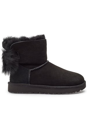 UGG - Fluff Bow Mini Suede Boots - black