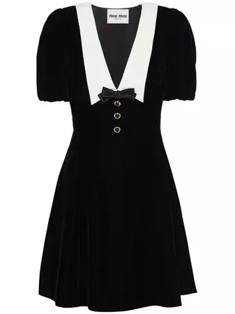 Miu Miu short-sleeved Velvet Mini Dress - Farfetch
