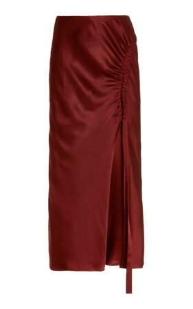 Doubleface Satin Draped Tab Slit Midi Skirt By Lapointe | Moda Operandi
