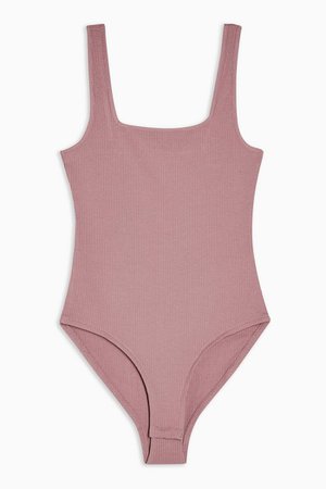 Pink Square Neck Ribbed Bodysuit | Topshop