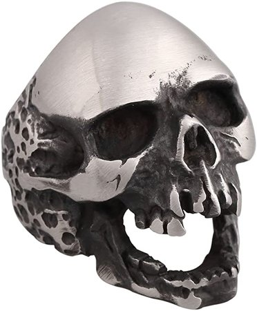4ZOM Dead Walking Solid Death Skull Zombi Mens Solid Stainless Steel Ring|Amazon.com