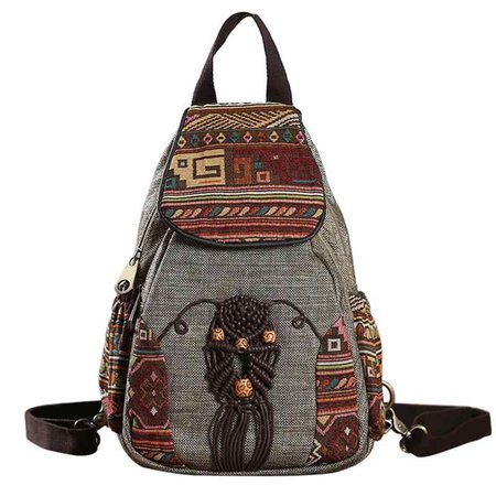 women Bohemian style backpack ladies fancy bags canvas shoulder bag Boho Cotton Fabric Bag national ethnic bags knapsack|bohemian backpack|backpack ladiesstyle backpack - AliExpress
