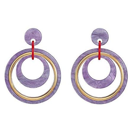Amazon.com: FAMARINE Acrylic Drop Earrings with Purple and Gold Hoops Prom Costume Jewelry, Purple: Clothing