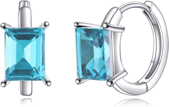 Amazon.com: AXELUNA Aquamarine Hoop Earrings Sterling Silver Blue Crystal Earrings Stud Jewelry Gifts for Women Gilrs March Birthstone: Clothing, Shoes & Jewelry