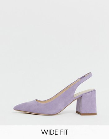 ASOS DESIGN Wide Fit Samson slingback mid heels in lilac | ASOS
