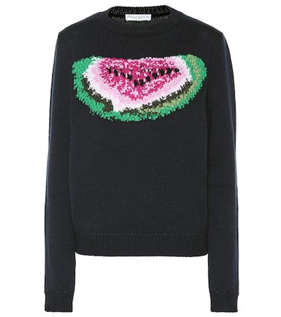 Embroidered watermelon wool sweater