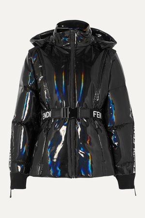 Black Appliquéd holographic down ski jacket | Fendi | NET-A-PORTER