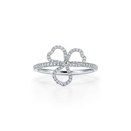Tiffany Paper Flowers diamond open flower ring in platinum. | Tiffany & Co.