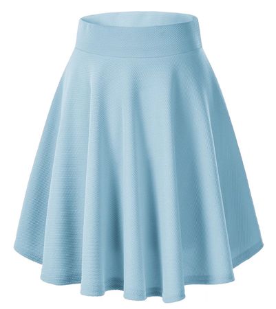 Urban CoCo Women's Flared Stretchy Mini Skater Skirt（Light Blue-long, XL） - Walmart.com