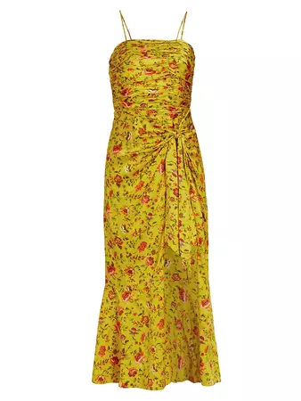 Shop Cinq à Sept Provence Katz Ruched Floral Dress | Saks Fifth Avenue