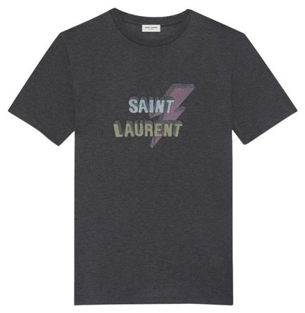 Saint Laurent Dark Gray Lightening Bolt T-shirt Tee Shirt Size 16 (XL, Plus 0x) - Tradesy