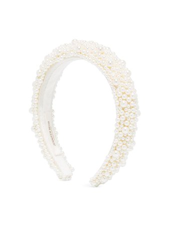 White Jennifer Behr Bailey Pearl-Embellished Headband | Farfetch.com